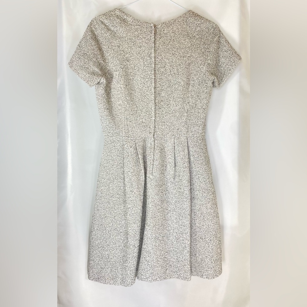 Club Monaco Black White Speckled Cotton Blend Fit Flare Dress Sz S Luxury Zipper - Picture 2 of 11